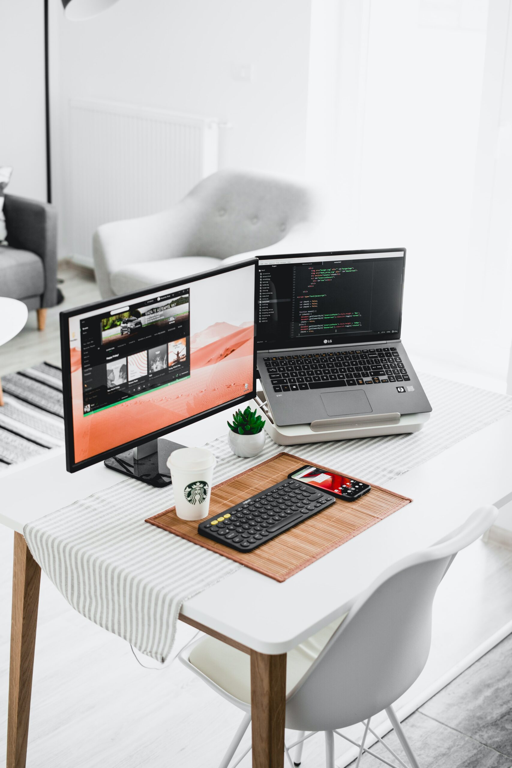 Workspace of a freelancer in the software development industry